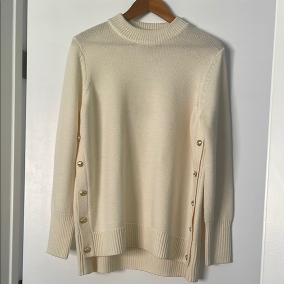 Tuckernuck Sweaters - Tuckernuck Elegant Cream Sweater with Gold Button Accents